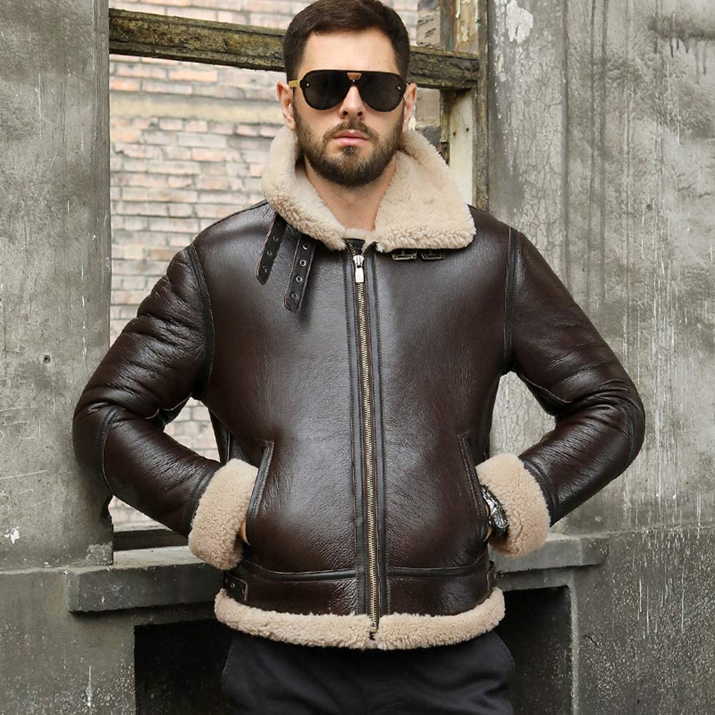 Men Authentic Brown Real Sheepskin Shearling Leather Jacket | Shearlingland